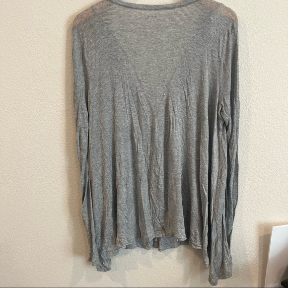 Three Dots gray draped front ribbed button up shirt size XXLarge - Picture 7 of 7